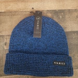 Yea.Nice Logo Patch Cuffed Beanies Blue